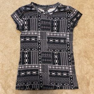 Chelsea and Theodore tribal pattern top